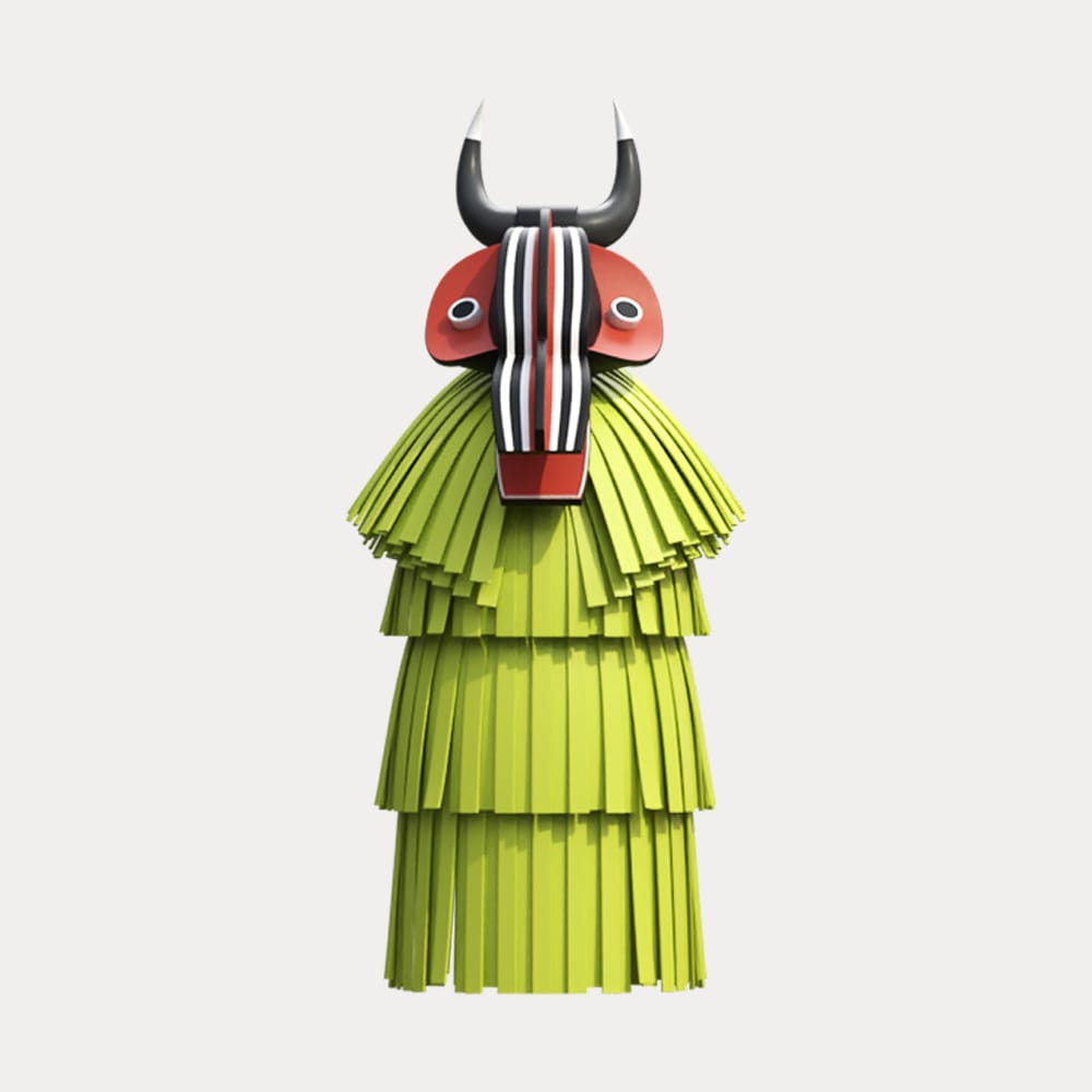 Personnage totem en 3D issu du spectacle de clôture de la CAN 2024, inspiré des masques traditionnels ivoiriens